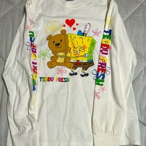 Teddy Fresh X SpongeBob Long sleeve white T-Shirt.